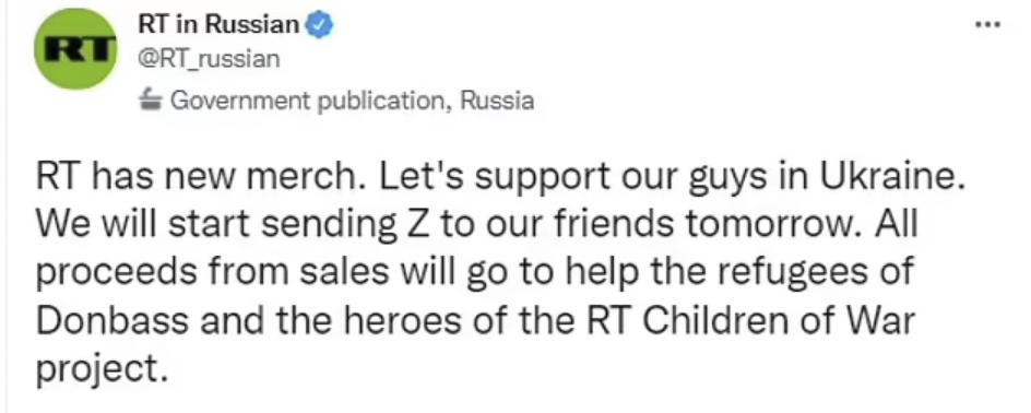 Se criticó un tuit de la cuenta de un canal en ruso que promocionaba el producto.