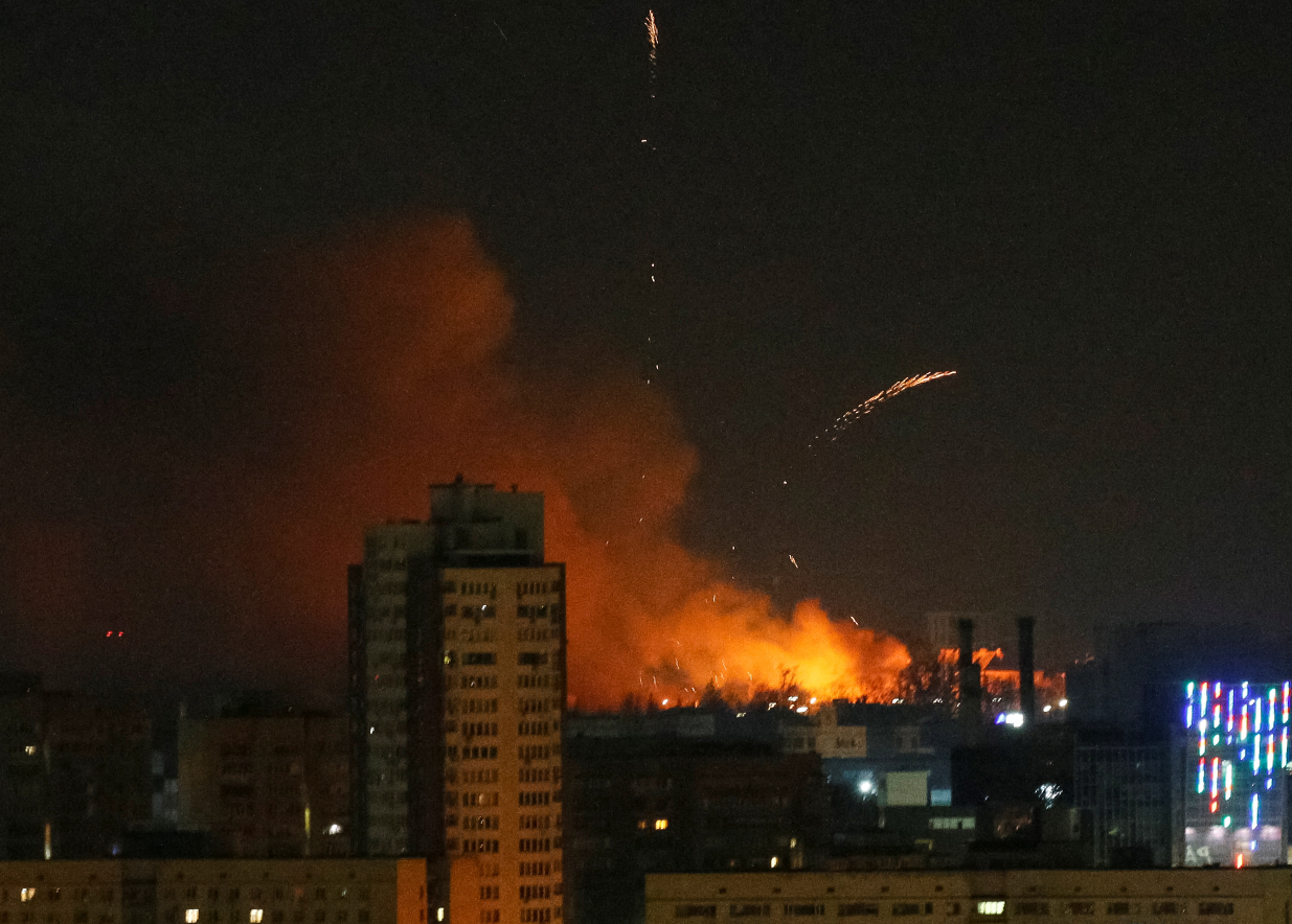Kiev fue golpeada por la segunda noche de bombardeos.