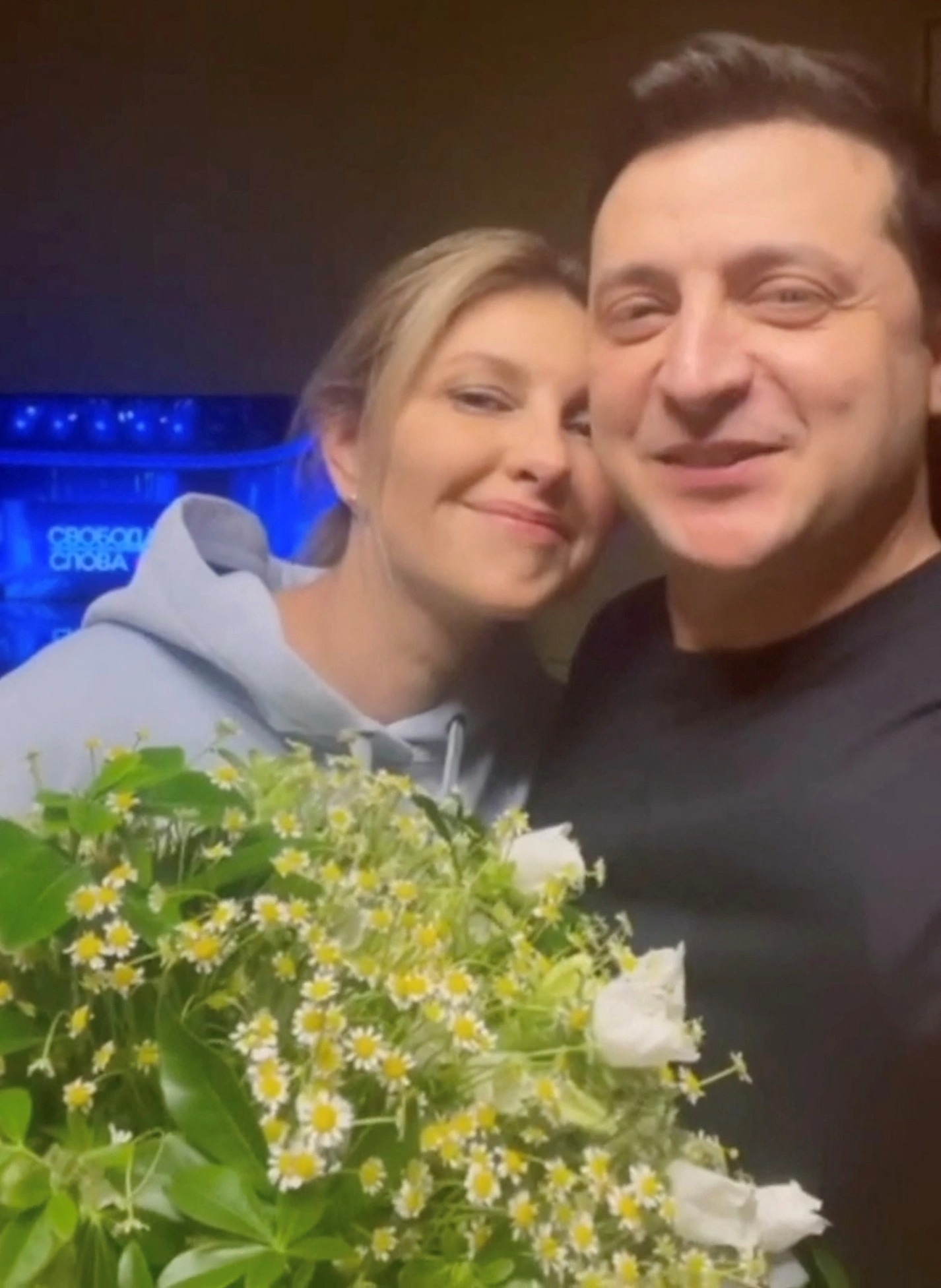 Olena Żeleńska con Volodymyr Zelenskiy en el Día de San Valentín de 2022