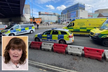 Lorraine Kelly en AMENAZA DE BOMBA como un cuadro dirigido a su chispa de evacuación de ITV
