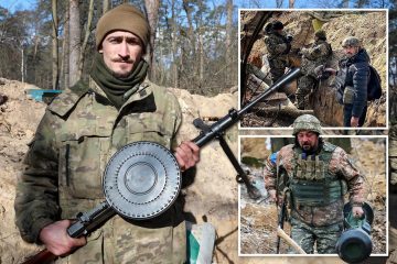 Combatientes británicos armados con ametralladoras de la Segunda Guerra Mundial se unen a los soldados ucranianos en las trincheras