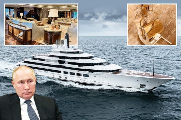 Interior del superyate de Putin de 500 millones de libras esterlinas con cine y portarrollos de papel higiénico GOLD