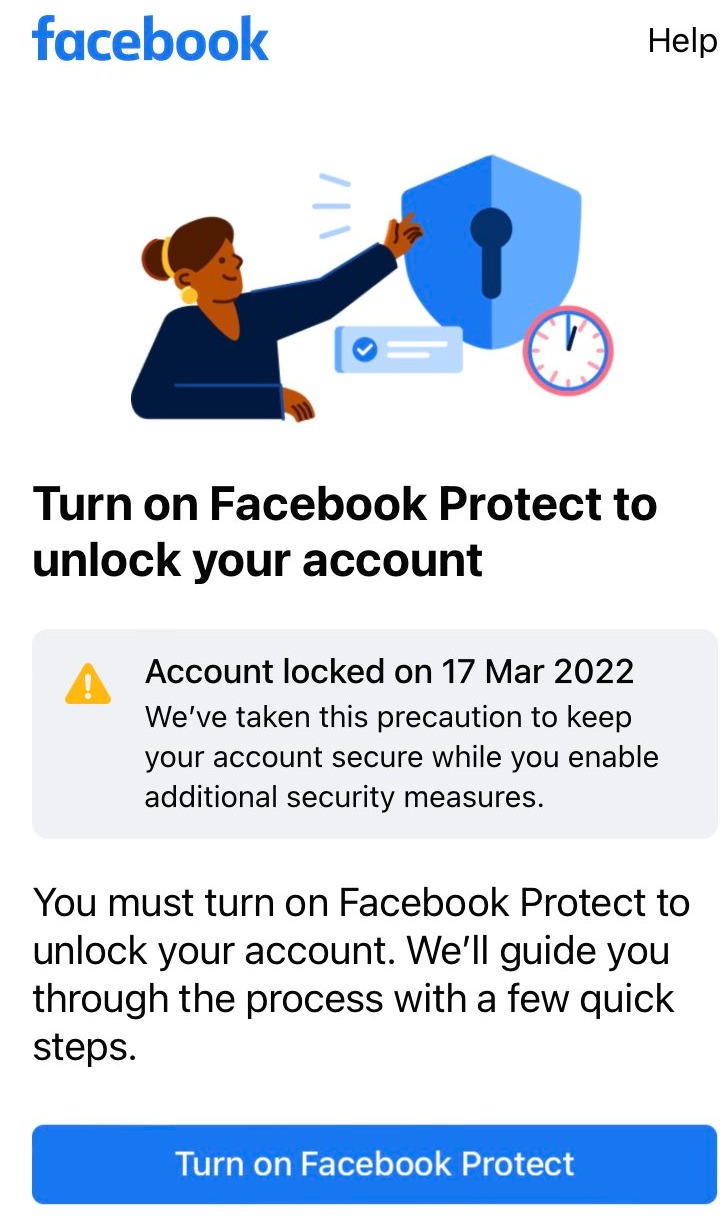 A algunos usuarios se les ha dicho que deben activar Facebook Protect