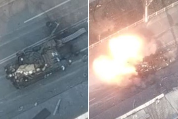 El momento en que el tanque ruso