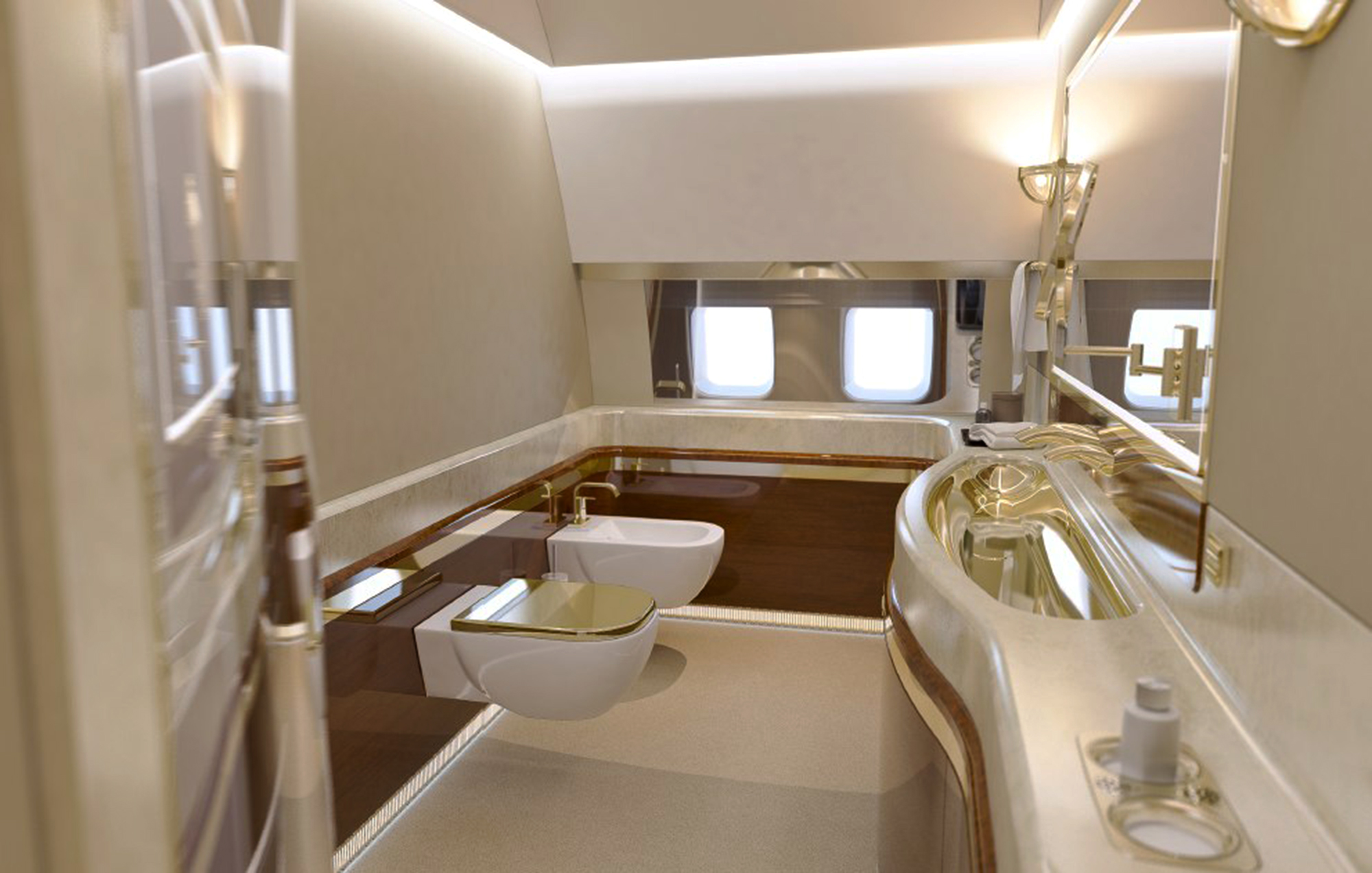 El baño del avión de Putin está equipado con un asiento de inodoro dorado