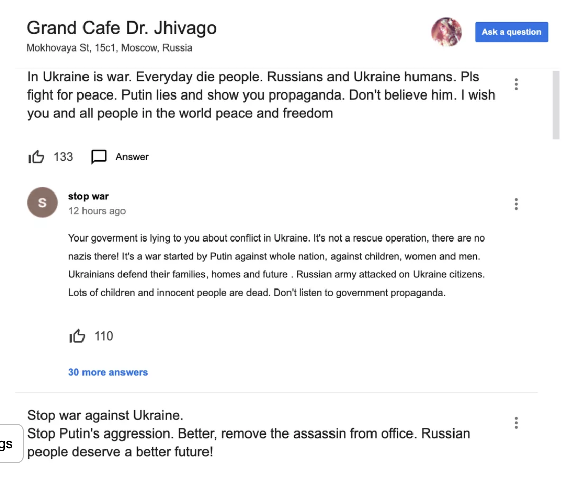 Reseñas alientan a los lectores rusos a enfrentarse a Putin