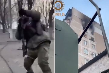 En un momento, la unidad chechena de Putin abre fuego contra un edificio en la sitiada Mariupol.