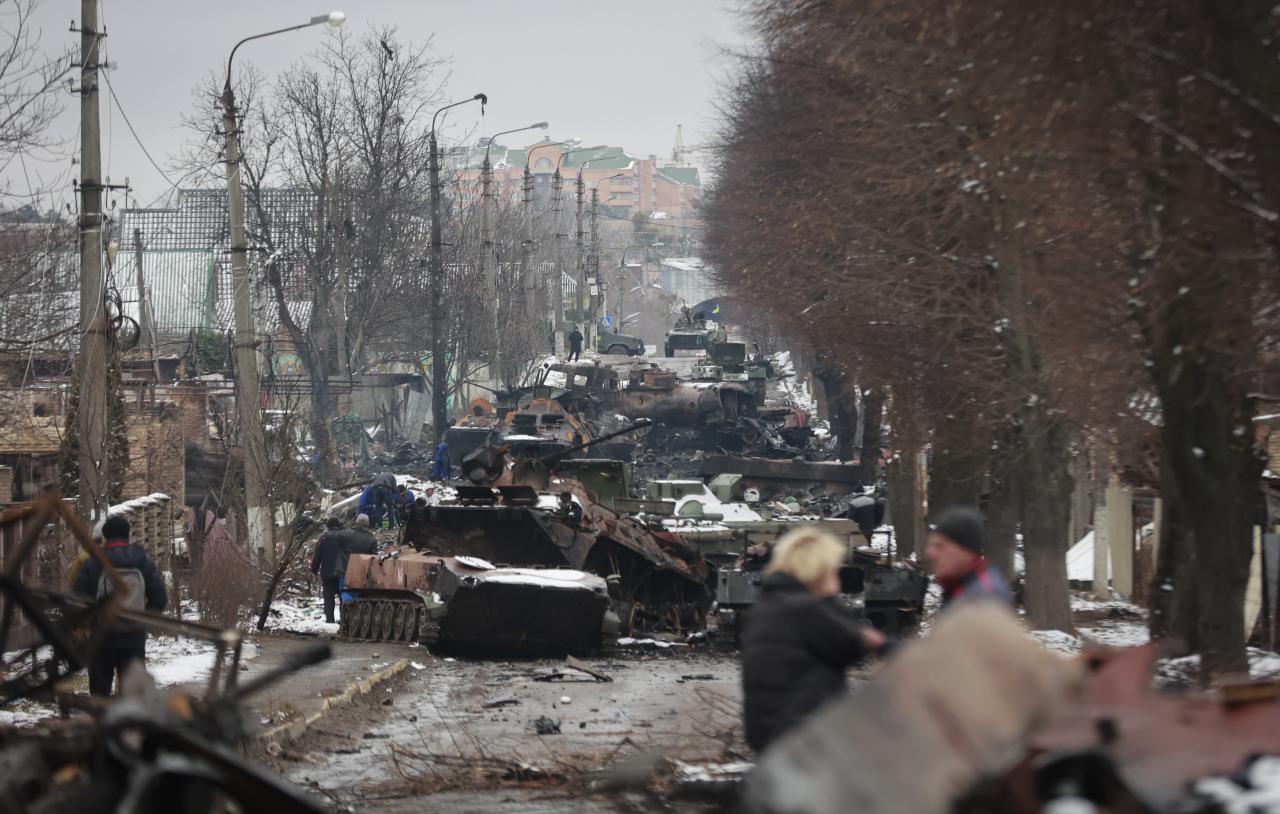 Un convoy de tanques rusos se estrelló a solo 20 millas de Kiev