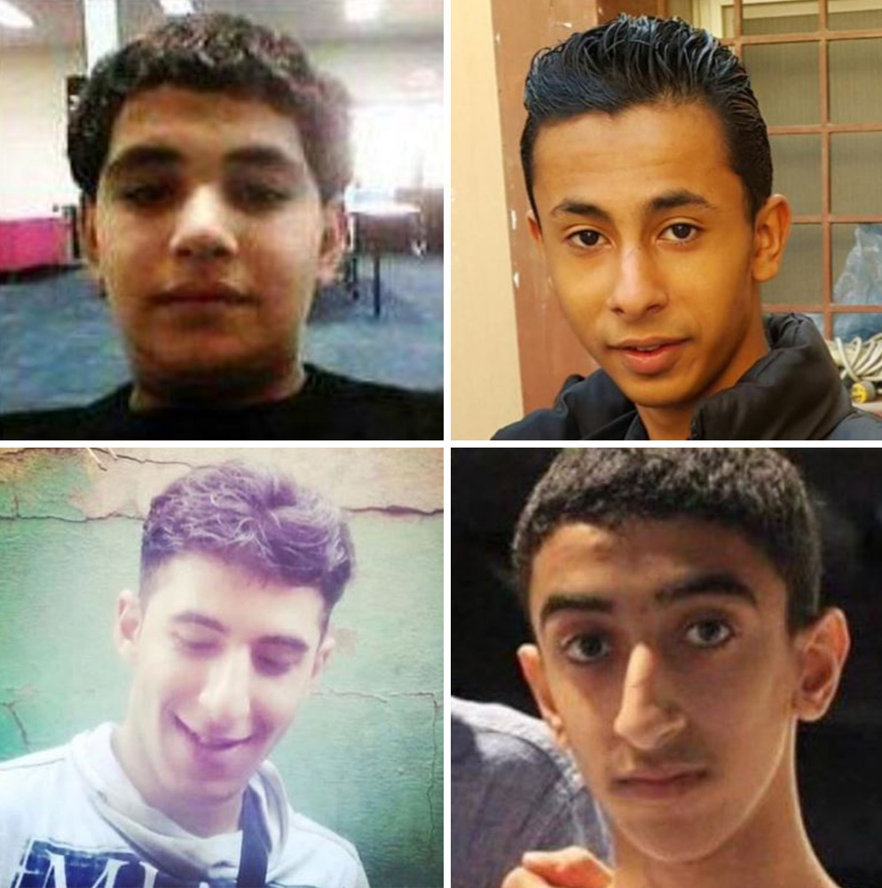Hassan Muhammed Al Tahifa (arriba a la izquierda) Ahmed Abdel Wahid Al-Suwaiket (arriba a la derecha), Mohsen Ibrahim Al-Masb'bah (abajo a la izquierda) Amjad Mohammed Al-Awami (abajo a la derecha)
