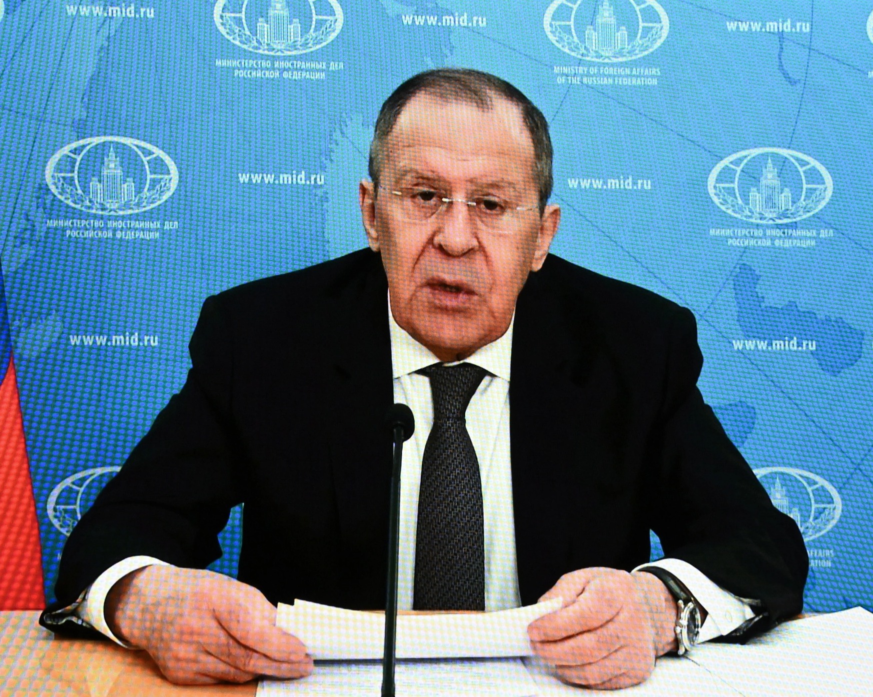 Sergey Lavrov hablando en la ONU ayer - en un discurso en el que los diplomáticos lo dejaron