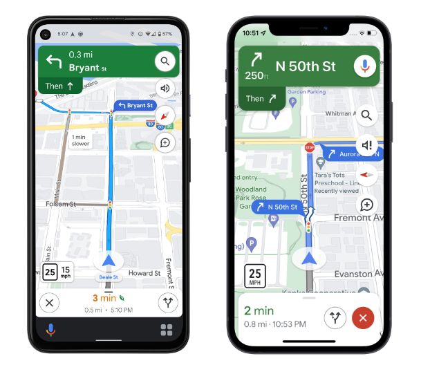 Google Maps ahora muestra a los conductores la ubicación de las señales de alto y los semáforos