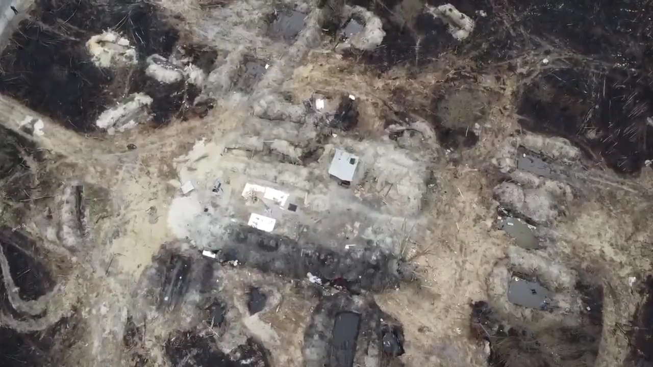Posiciones excavadas por las tropas rusas alrededor del sitio.