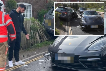 Bruno Fernandes en un accidente automovilístico de terror mientras fotos dramáticas muestran un Porsche estrellado
