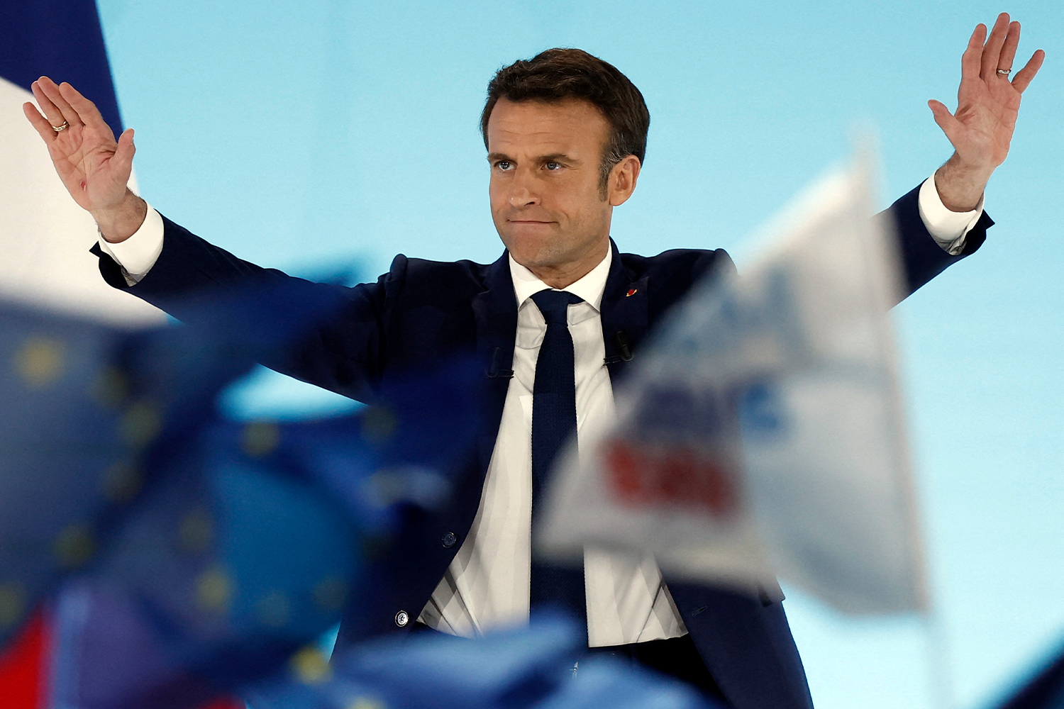El candidato presidencial Emmanuel Macron ganó las elecciones presidenciales de 2017 en Francia