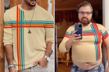 Un hombre humillado por comprar un suéter en línea, pero se ve diferente en él