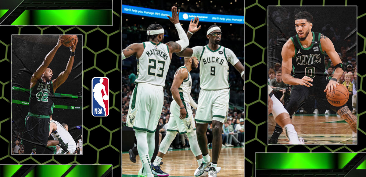 Bucks y Celtics fondo verde