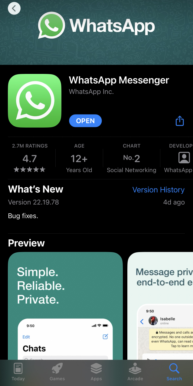 Asegúrate de estar usando la versión legal de WhatsApp