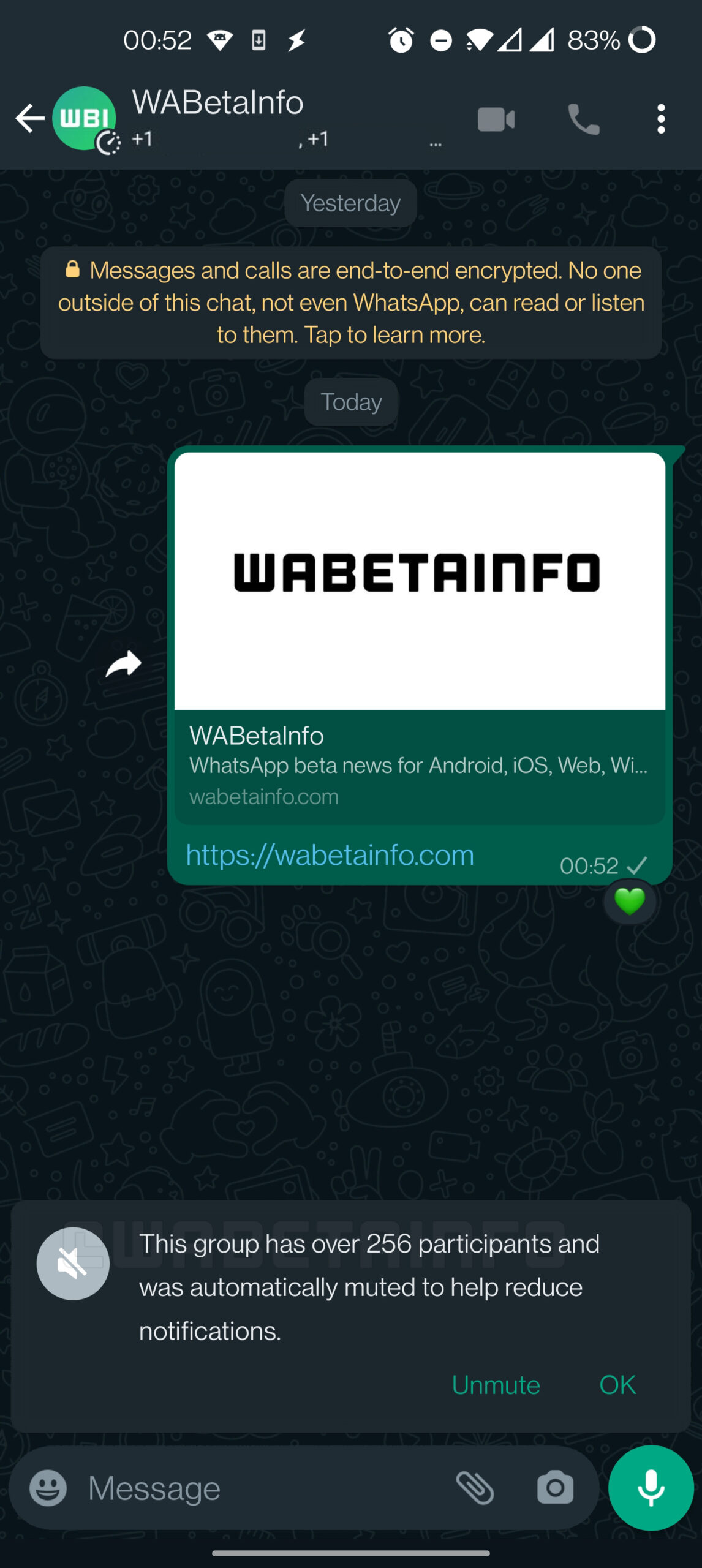 WhatsApp está trabajando en una función de silencio automático para grupos muy grandes
